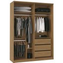 Ver imagem 2 de Guarda Roupa Casal 4 Portas 3 Gavetas 100% MDF Spazio Marrom/Freijó/Off White