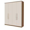 Ver imagem 3 de Guarda Roupa Casal 4 Portas 3 Gavetas 100% MDF Spazio Marrom/Freijó/Off White