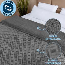 Coberdrom Edredom Manta Queen Aveludado com Sherpa Soft Dupla Face - Bf Colchões - 3