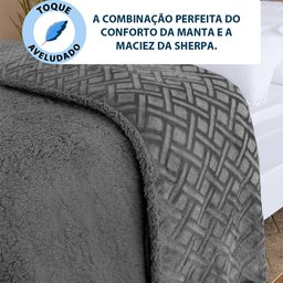 Coberdrom Edredom Manta Queen Aveludado com Sherpa Soft Dupla Face - Bf Colchões - 4