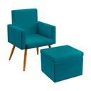 Ver imagem 1 de Kit Poltrona Vega com Puff Quasar Suede Azul Turquesa Aradecor