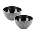 Ver imagem 2 de Jogo de 2 Bowls Geometrix Fine em Cerâmica 580 Ml Marrom - Lhermitage