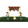 Gazebo Telado Dourado + Esteira de Palha Taboa para Decorar Jardins com Flores, 300cm Portátil e Des - 6