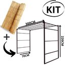 Ver imagem 1 de Gazebo Telado Dourado + Esteira de Palha Taboa para Decorar Jardins com Flores, 300cm Portátil e Des