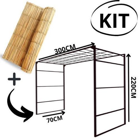 Gazebo Telado Dourado + Esteira de Palha Taboa para Decorar Jardins com Flores, 300cm Portátil e Des
