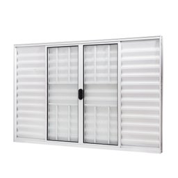 Janela de Alumínio Veneziana 100x150cm 6 Folhas com Grade e Vidro Liso Slim Modular Ramassol - 1