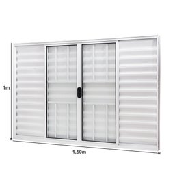 Janela de Alumínio Veneziana 100x150cm 6 Folhas com Grade e Vidro Liso Slim Modular Ramassol - 4