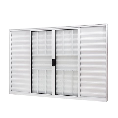 Janela de Alumínio Veneziana 100x150cm 6 Folhas com Grade e Vidro Liso Slim Modular Ramassol