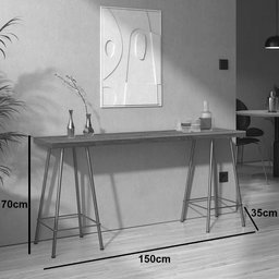 Mesa Aparador Buffet Balcão Pam 150 cm Industrial Ferro Dourado Tampo 100% MDF Caramelo - Amey Decor - 3