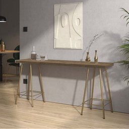 Mesa Aparador Buffet Balcão Pam 150 cm Industrial Ferro Dourado Tampo 100% MDF Caramelo - Amey Decor - 1