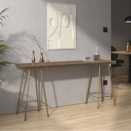Mesa Aparador Buffet Balcão Pam 150 cm Industrial Ferro Dourado Tampo 100% MDF Caramelo - Amey Decor - 2