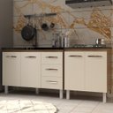 Ver imagem 2 de Armário Cozinha Gabinete Pia de 120 Cm Bruna e Balcão Fran para Cooktop 4 Bocas Savana Off White