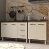 Armário Cozinha Gabinete Pia de 120 Cm Bruna e Balcão Fran para Cooktop 4 Bocas Savana Off White - 2