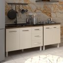 Ver imagem 3 de Armário Cozinha Gabinete Pia de 120 Cm Bruna e Balcão Fran para Cooktop 4 Bocas Savana Off White