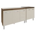 Ver imagem 1 de Armário Cozinha Gabinete Pia de 120 Cm Bruna e Balcão Fran para Cooktop 4 Bocas Savana Off White