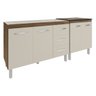 Armário Cozinha Gabinete Pia de 120 Cm Bruna e Balcão Fran para Cooktop 4 Bocas Savana Off White - 1