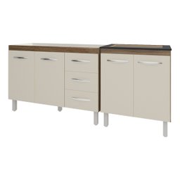 Armário Cozinha Gabinete Pia de 120 Cm Bruna e Balcão Fran para Cooktop 4 Bocas Savana Off White - 4
