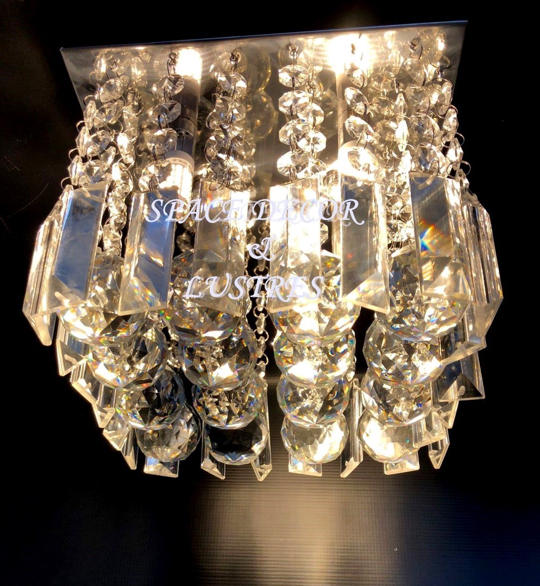 Lustre Plafon de Cristal Verdadeiro com Lâmpadas Bq Inclusas:10cm - 2