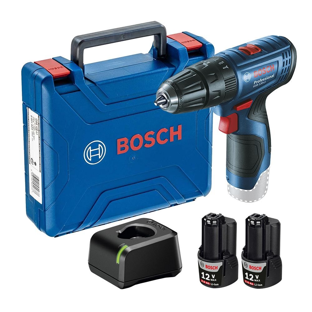 Parafusadeira/Furadeira Bosch com Impacto 12 V GSB 120-LI com Maleta + 2 Baterias Bivolt 06019G81E0-