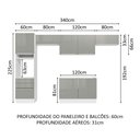 Ver imagem 4 de Armário de Cozinha Completa 340cm Branco/Cinza Lux Madesa 01