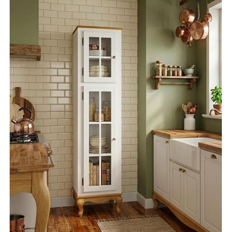 Paneleiro de Vidro Estilo Farmhouse - Branco