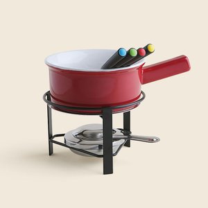 Aparelho de Fondue Daily Cerâmica Vermelho com 8 Peças - A\casa