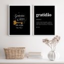 Ver imagem 1 de Kit 2 Quadros a Gratidão É a Chave da vida 24x18cm - com Vidro:madeira Preta