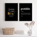 Ver imagem 2 de Kit 2 Quadros a Gratidão É a Chave da vida 24x18cm - com Vidro:madeira Preta