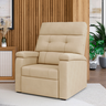 Poltrona Reclinavel Estofada Grande Confortavel Corino Bege - 1