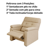 Poltrona Reclinavel Estofada Grande Confortavel Corino Bege - 2