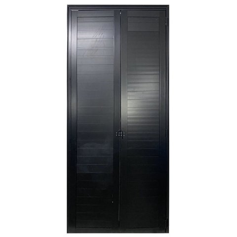 Porta Camarão Lambril Alumínio 210x80 Linha Veneza Abertura Direita Preto Esquadrias Bergamo