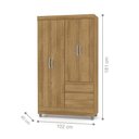 Ver imagem 2 de Guarda-roupa Ideal 4 Portas Nature 2 Gavetas Corrediças Metálicas 2 Cabideiros