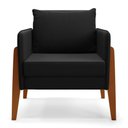 Ver imagem 4 de Kit 1 Sofá Namoradeira e 2 Poltronas Lana Suede Preto Base de Madeira - D’Rossi