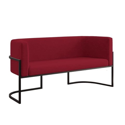 Sofá Namoradeira 2 Lugares Moderna Base Metal Black Balaqui Marsala