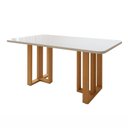 Ver imagem 2 de Mesa de Jantar 6 Lugares Tampo Vidro e MDF Tessera Marrom Amêndoa Clean/Off White