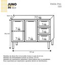 Ver imagem 2 de Balcão para Pia 120cm em Aço 2 Portas 4 Gavetas Juno Cinza