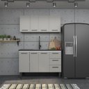 Ver imagem 1 de Balcão para Pia de Cozinha 150cm 2 Portas 4 Gavetas Juno Cinza