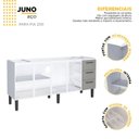 Ver imagem 3 de Balcão para Pia 200cm em Aço 4 Portas 4 Gavetas Juno Cinza