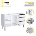 Ver imagem 3 de Balcão para Pia 150cm em Aço 2 Portas 3 Gavetas Gaia