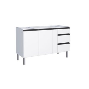 Balcão para Pia 150cm em Aço 2 Portas 3 Gavetas Gaia