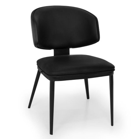 Cadeira de Jantar Estofada Siena Design Italiano Encosto Flutuante C/ Espuma Alta Densidade - Preto