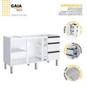 Ver imagem 2 de Balcão para Pia 160cm em Aço 2 Portas 3 Gavetas Gaia 