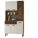 Ver imagem 3 de Armário de Cozinha 6 Portas 1 Gaveta Golden Branco/Nogueira/Off White/Cp- Ripado