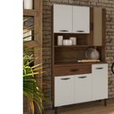 Ver imagem 1 de Armário de Cozinha 6 Portas 1 Gaveta Golden Branco/Nogueira/Off White/Cp- Ripado