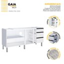 Ver imagem 3 de Balcão para Pia 200cm em Aço 2 Portas 3 Gavetas Gaia 