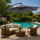 Ver imagem 6 de Ombrelone Guarda Sol de Luxo Impermeável com Haste Lateral 3 Metros para Piscina Jardim Área Externa