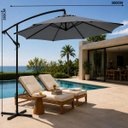 Ver imagem 4 de Ombrelone Guarda Sol de Luxo Impermeável com Haste Lateral 3 Metros para Piscina Jardim Área Externa