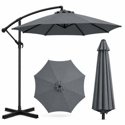 Ombrelone Guarda Sol de Luxo Impermeável com Haste Lateral 3 Metros para Piscina Jardim Área Externa