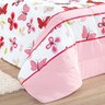 Kit Edredom Rosa Infantil Menina Estampado Borboleta 4 Peças Solteiro + Cortina de Varão - 4