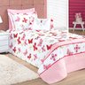 Kit Edredom Rosa Infantil Menina Estampado Borboleta 4 Peças Solteiro + Cortina de Varão - 2